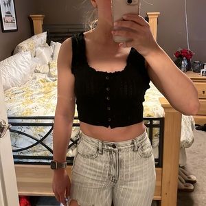 Cropped button up tank top